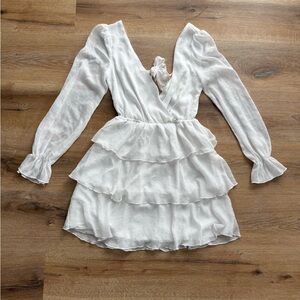 Chic White Layered Mini Dress